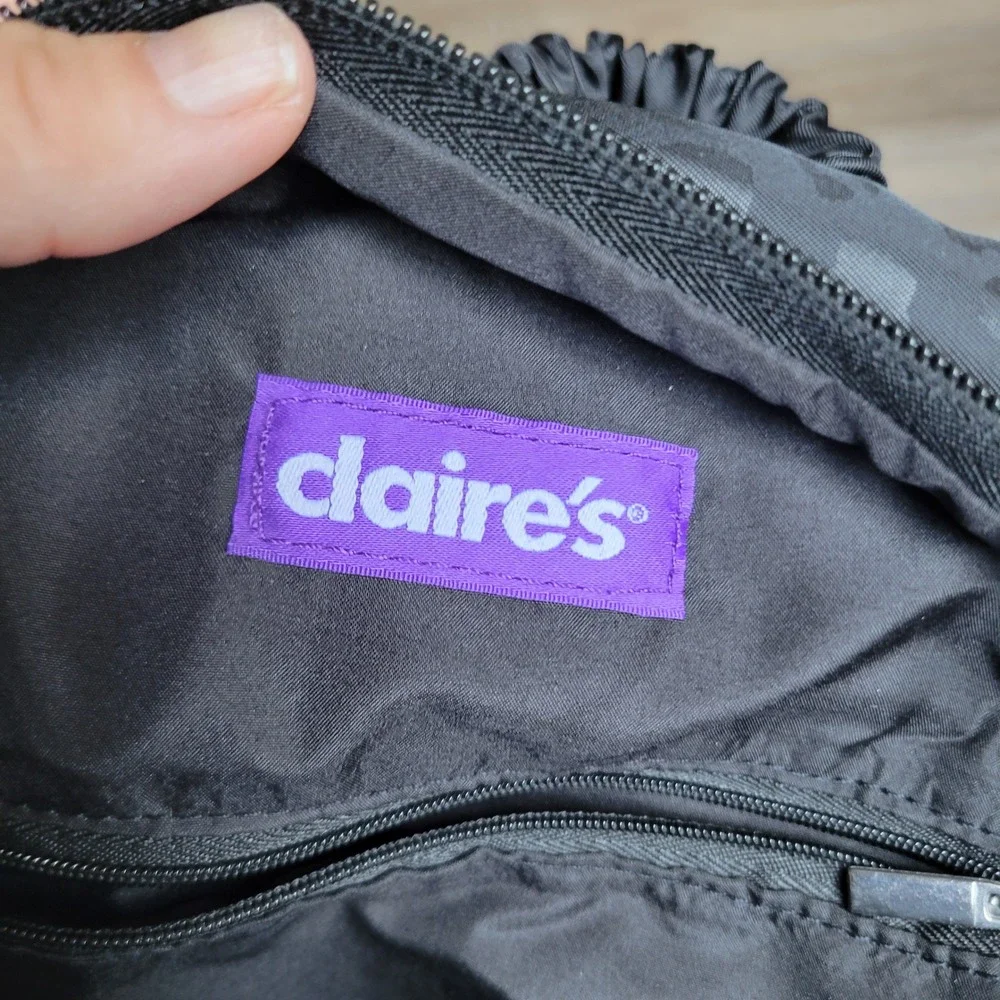 Claires Mini Backpack Girls Small Black Leopard Print Bow Y2K Aesthetic Bag